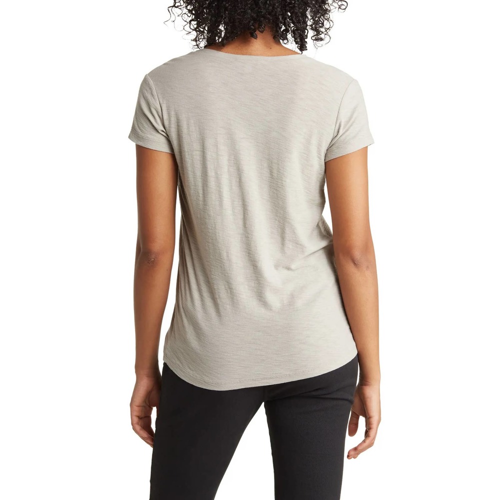 James Perse Women's Deep Scoop Neck Cap Sleeve Tee T-Shirt in Mineral - Picture 2 of 3